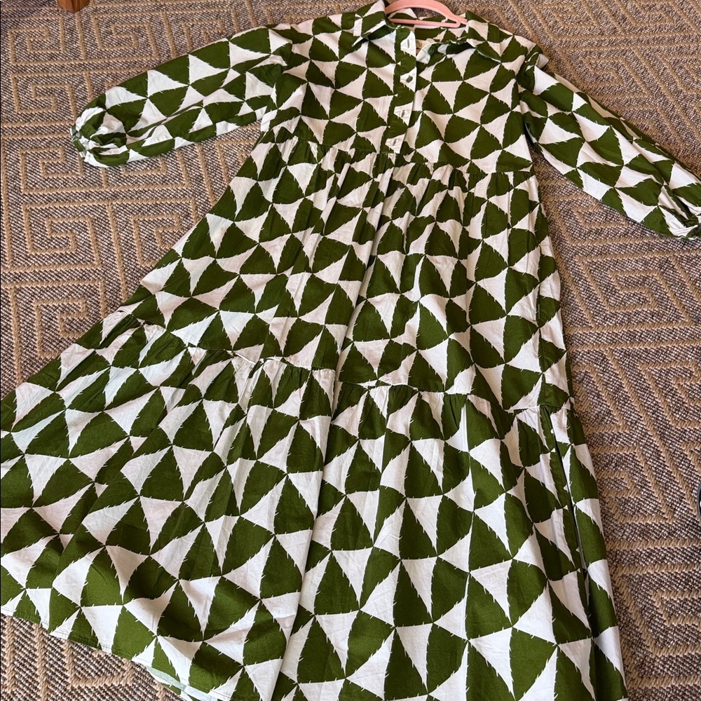 Maeve Green and White Geometric Maxi Dress - Picture 4 of 9